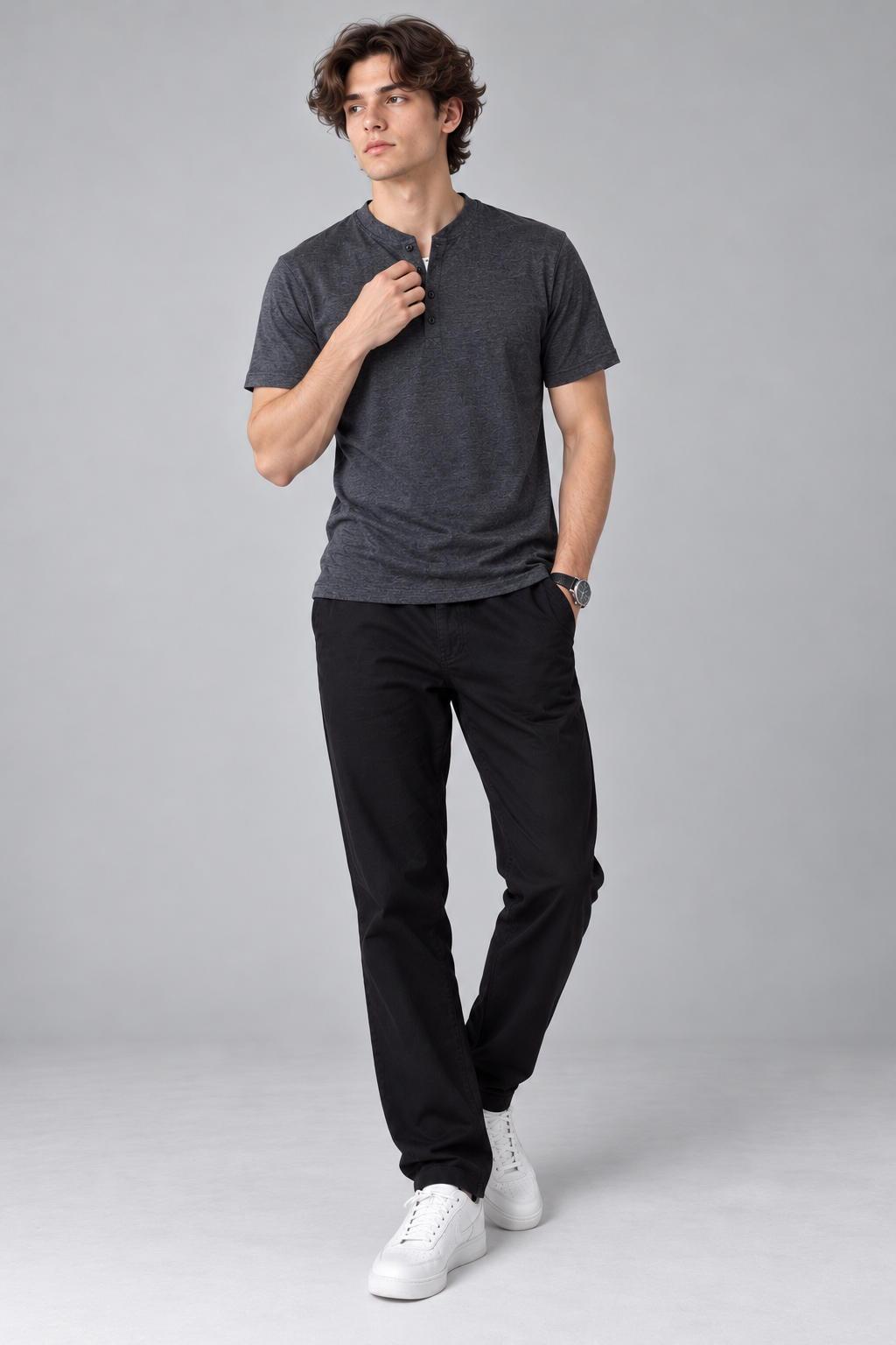 Pack of 5 Men's Henley Shirt Tee Top Plain V Neck Half Sleeves
