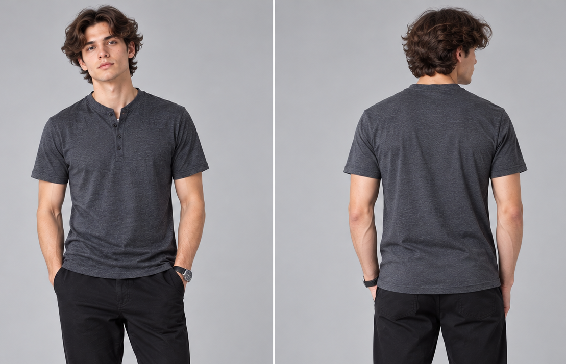Pack of 5 Men's Henley Shirt Tee Top Plain V Neck Half Sleeves