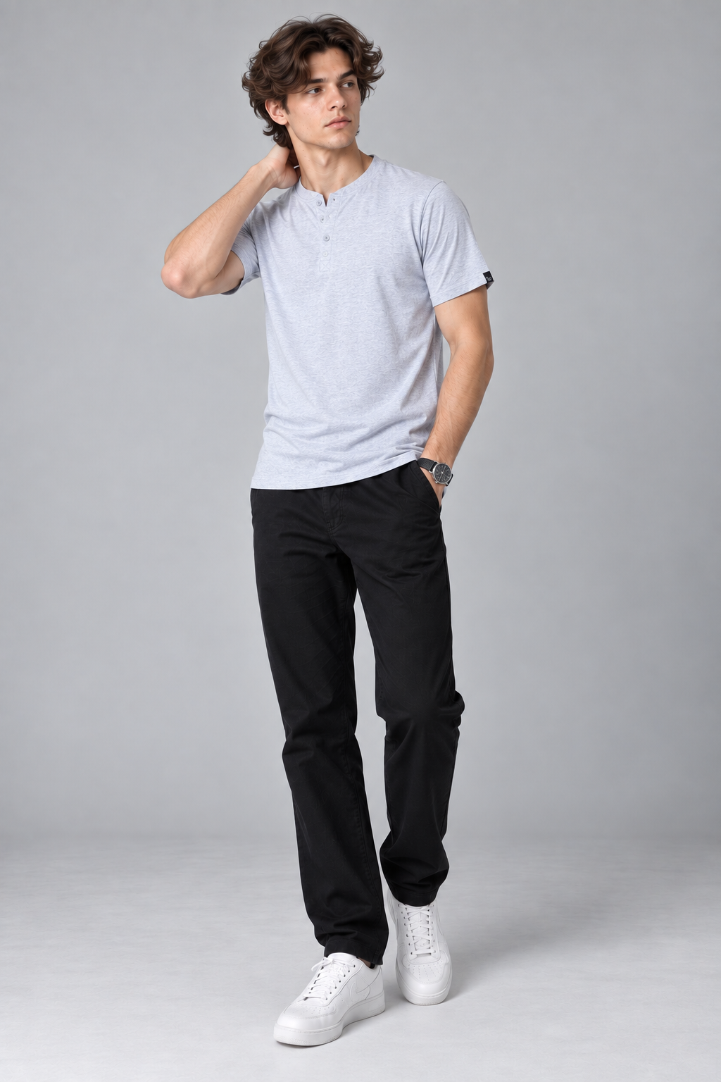 Pack of 5 Men's Henley Shirt Tee Top Plain V Neck Half Sleeves