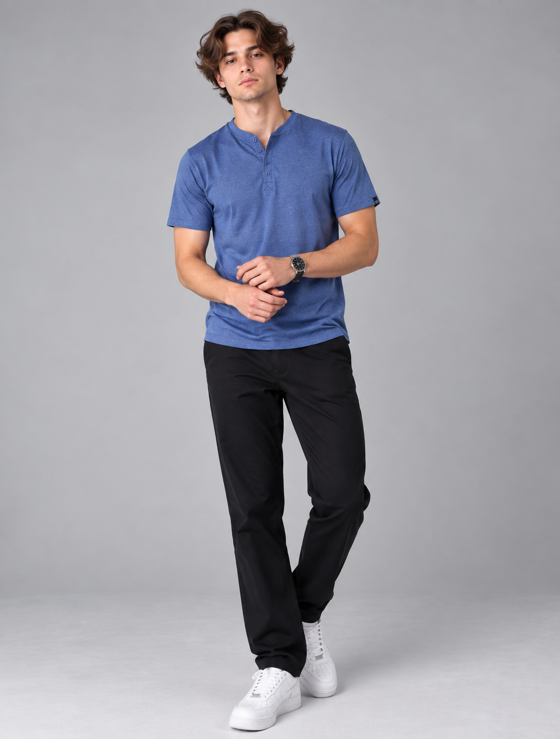 Pack of 5 Men's Henley Shirt Tee Top Plain V Neck Half Sleeves