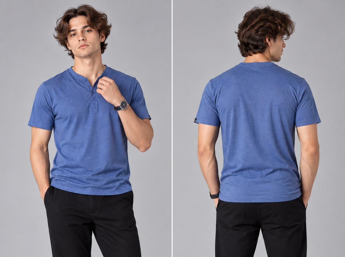 Pack of 5 Men's Henley Shirt Tee Top Plain V Neck Half Sleeves
