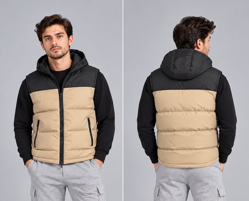 Men's winter thermal puffer vest featuring an insulated, sleeveless quilted design optimized for cold-weather layering