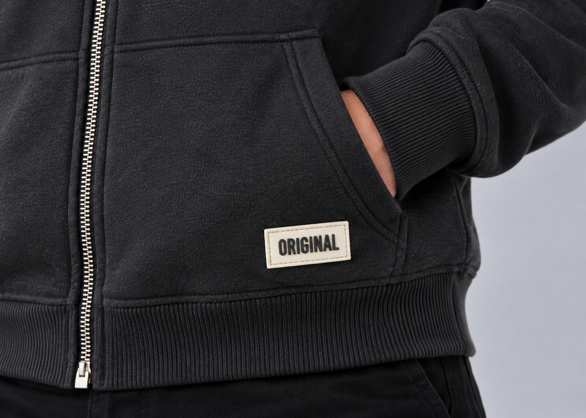 Heavyweight FleMen’s ece Fur-Lined Zip Through Hoodie – Kangaroo Pocket, Ribbed Cuffs & Hem – M–XXL