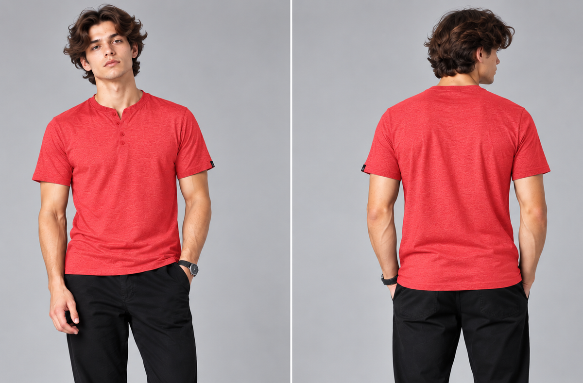Pack of 5 Men's Henley Shirt Tee Top Plain V Neck Half Sleeves