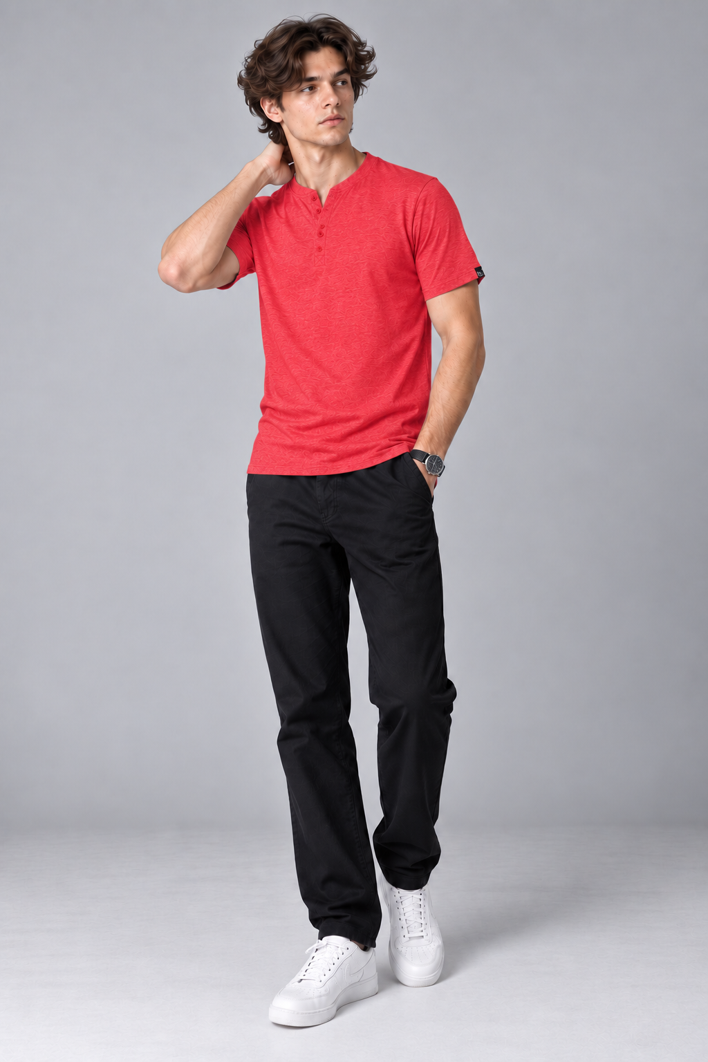 Pack of 5 Men's Henley Shirt Tee Top Plain V Neck Half Sleeves