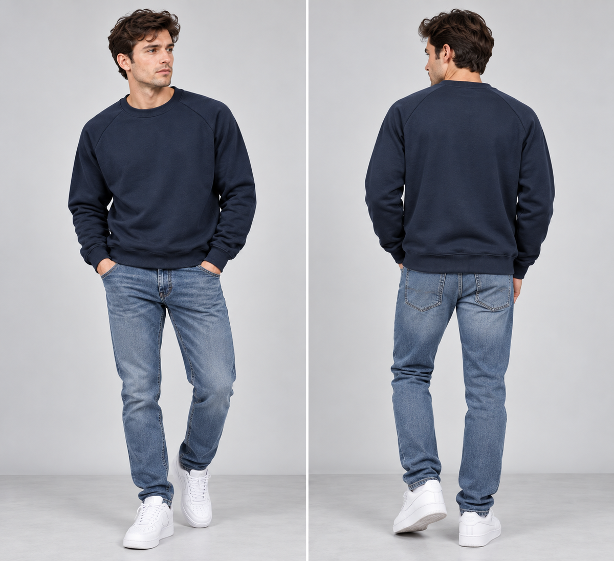 Men’s Classic Raglan Sleeve Crewneck Sweatshirt – Premium Lightweight Knit Pullover