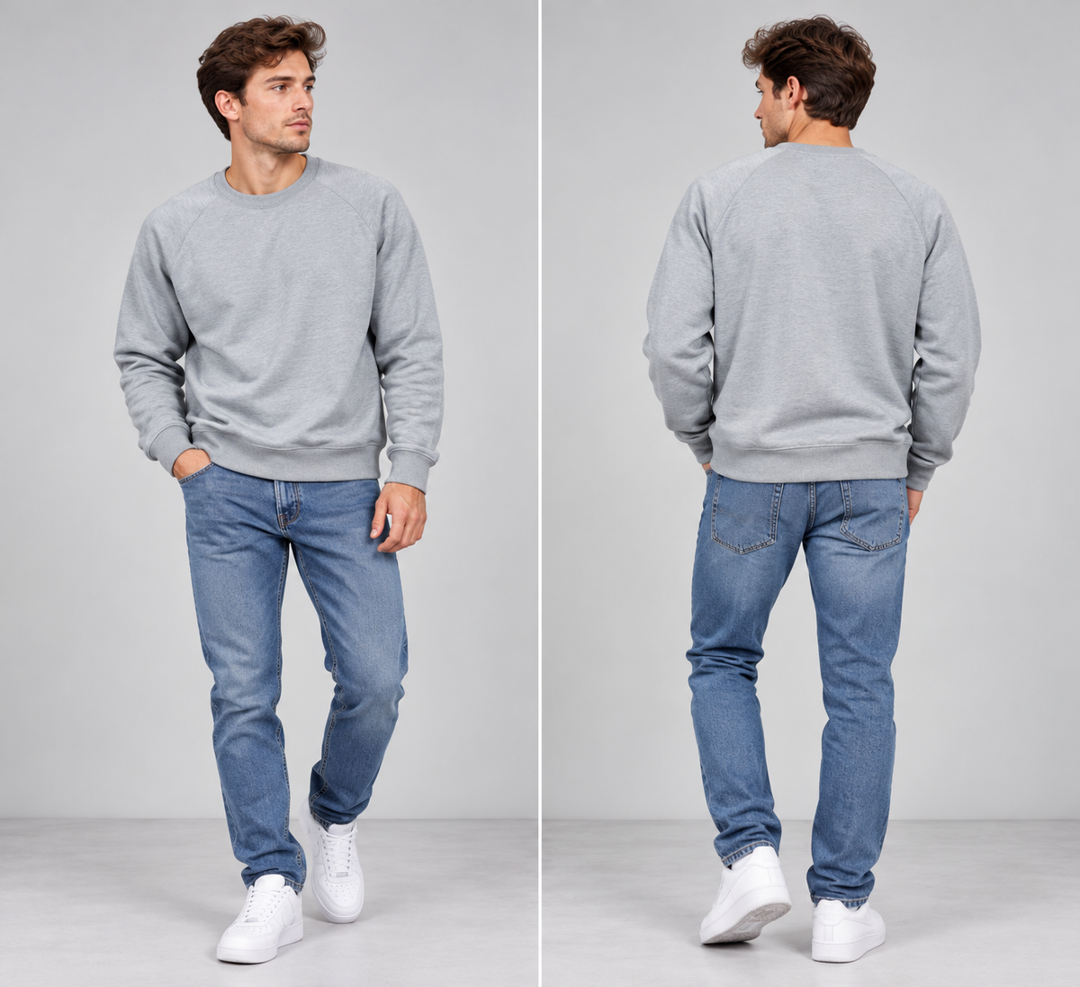 Men’s Classic Raglan Sleeve Crewneck Sweatshirt – Premium Lightweight Knit Pullover