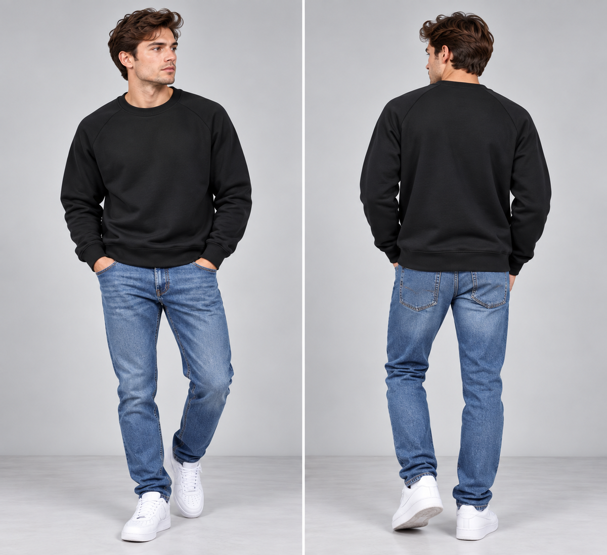 Men’s Classic Raglan Sleeve Crewneck Sweatshirt – Premium Lightweight Knit Pullover