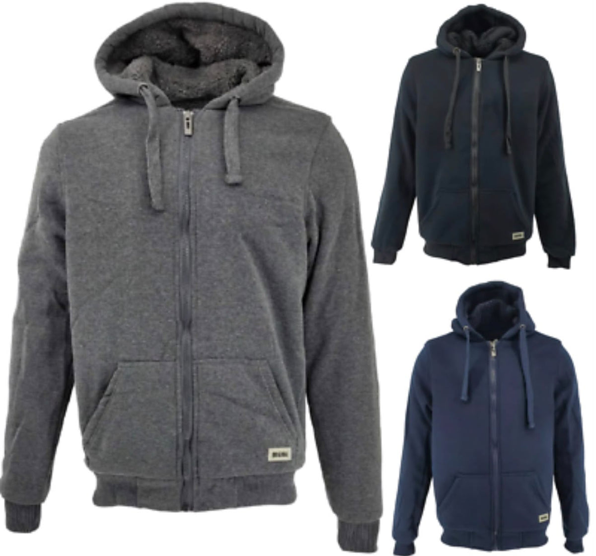 Men’s Heavyweight Fleece Fur-Lined Zip Through Hoodie – Kangaroo Pocket, Ribbed Cuffs & Hem – M–XXL