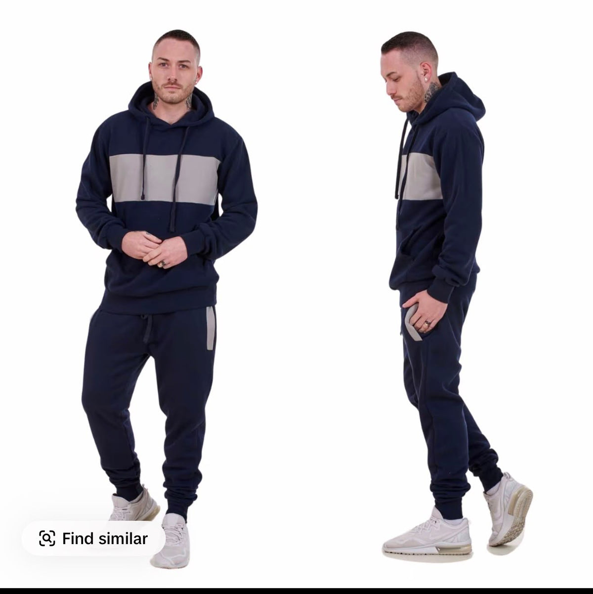 Veylan Men’s Cut & Sew Panel Hoodie & Jogger Tracksuit Set