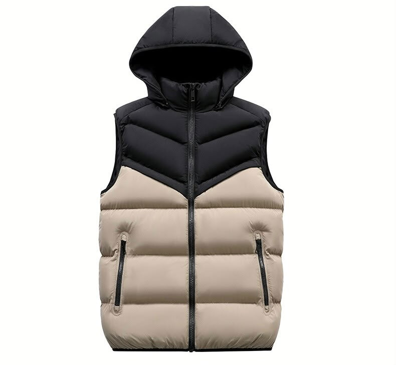 Men's winter thermal puffer vest featuring an insulated, sleeveless quilted design optimized for cold-weather layering