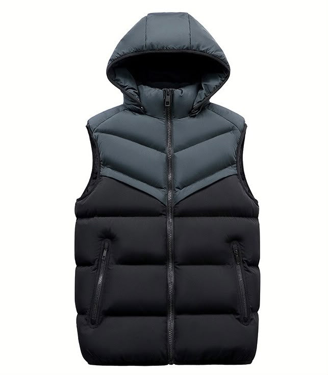 Men's winter thermal puffer vest featuring an insulated, sleeveless quilted design optimized for cold-weather layering