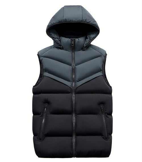 Men's winter thermal puffer vest featuring an insulated, sleeveless quilted design optimized for cold-weather layering