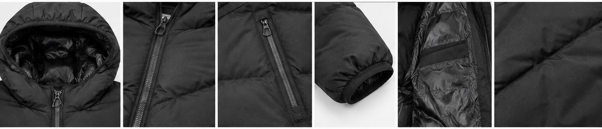 Winter Jackets For Men Color Block Hooded Puffy Puffer Jacket Elasticated Cuffs & Zipper Pockets Thermal Coats Heavy Weight Down Quilted Windproof Top Coat