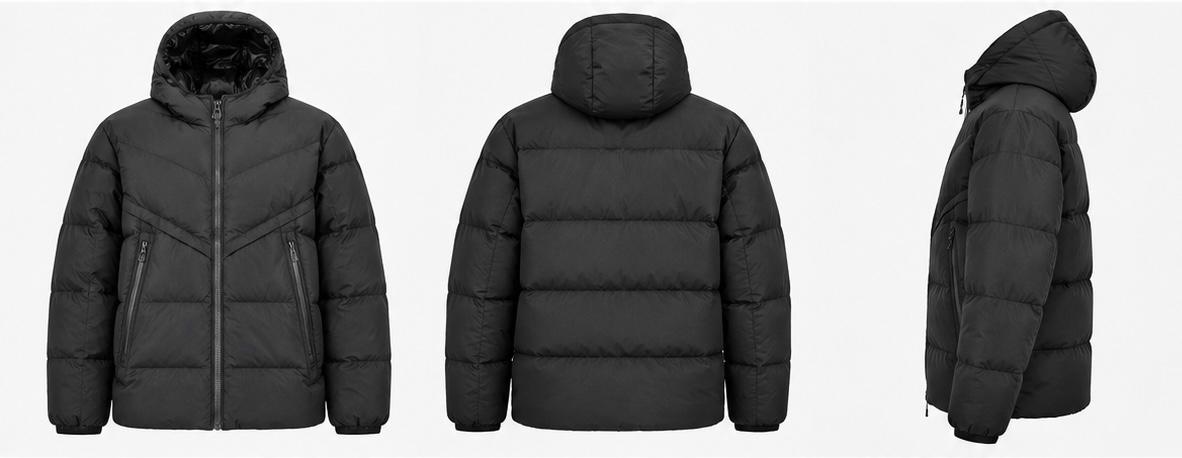 Winter Jackets For Men Color Block Hooded Puffy Puffer Jacket Elasticated Cuffs & Zipper Pockets Thermal Coats Heavy Weight Down Quilted Windproof Top Coat