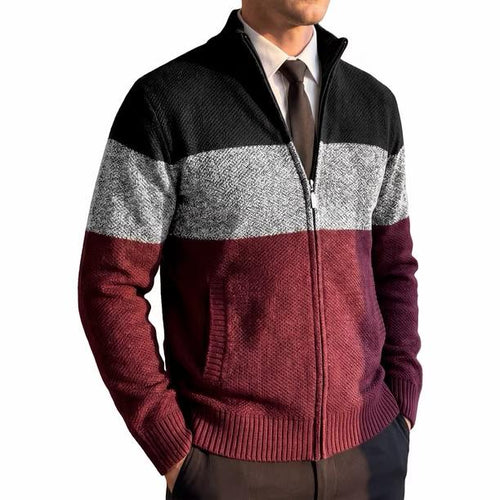 INSPIRE CHIC Men's Sweater Jackets High Neck Contrast Stripes Sweater Jacket
